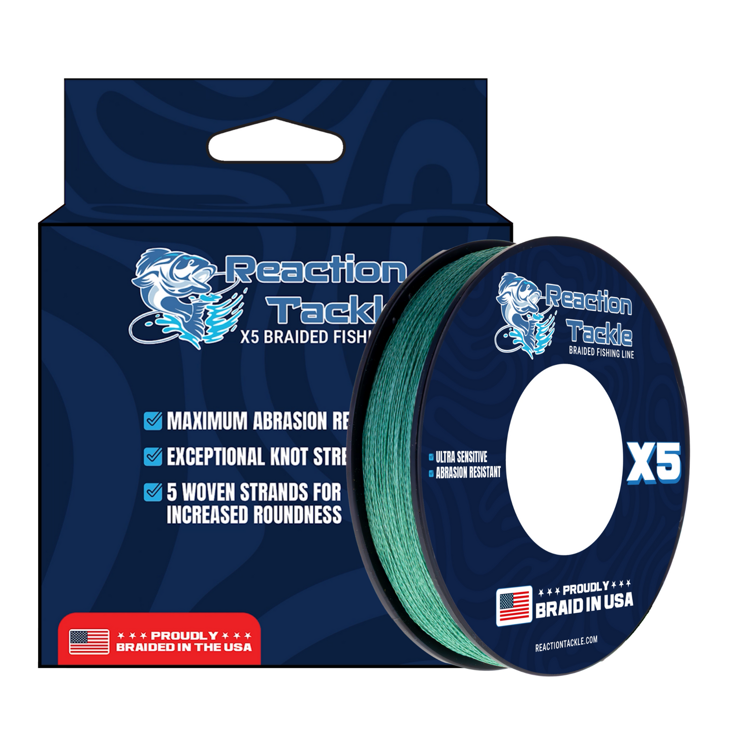 Reaction Tackle BRAIDED IN THE USA Fishing Line- 5X- NEW