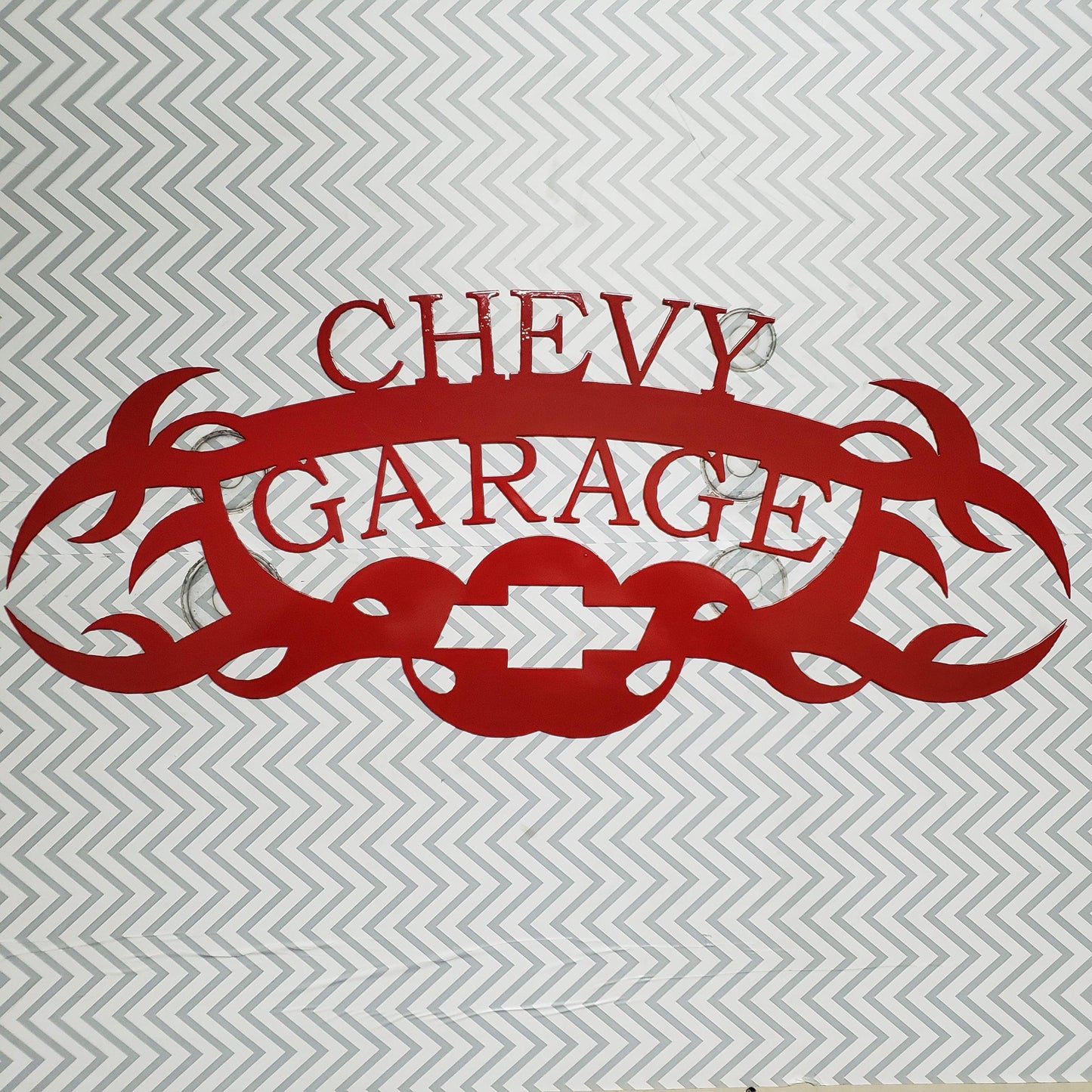 Chevy Garage Metal Sign – Custom Plasma Cut Steel Wall Decor for Garage, Shop, or Mancave