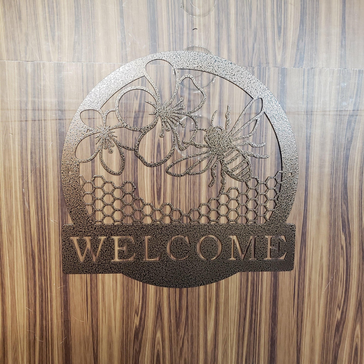 Honey Bee Welcome Sign – Metal Wall Art, Bee Decor for Porch, Garden, Entryway, Custom Steel Welcome Plaque