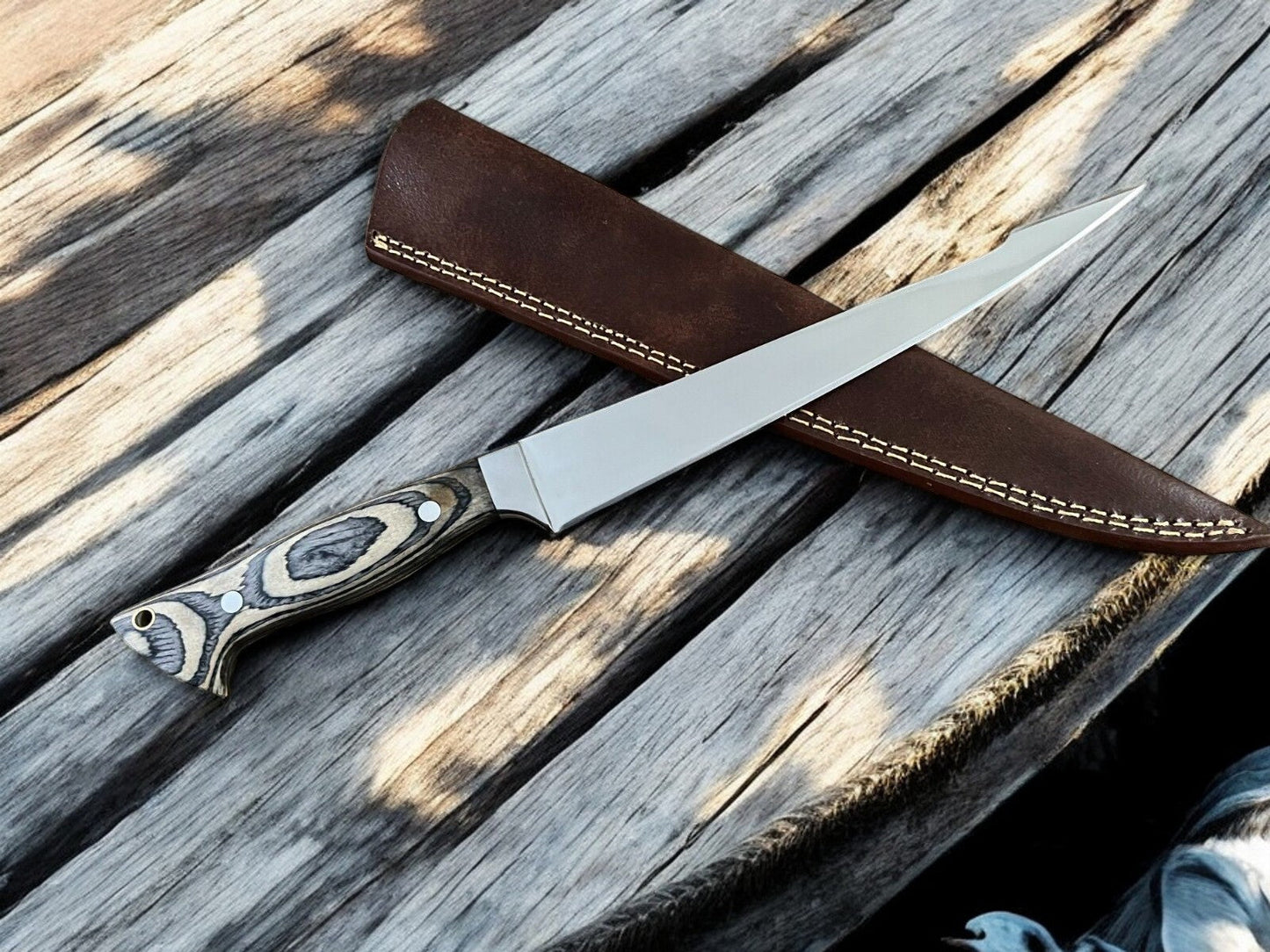 Premium Handmade Fillet Knife with Exotic Pakka Wood Handle
