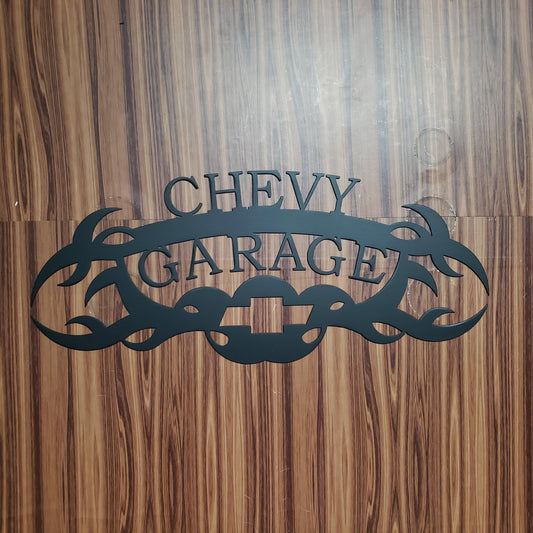 Chevy Garage Metal Sign – Custom Plasma Cut Steel Wall Decor for Garage, Shop, or Mancave