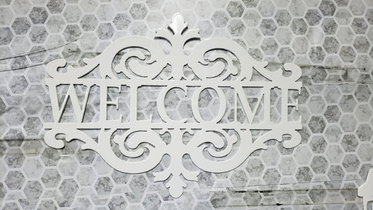 Elegant Welcome Metal Sign for Porch or Front Door – Decorative Plasma Cut Steel Wall Plaque