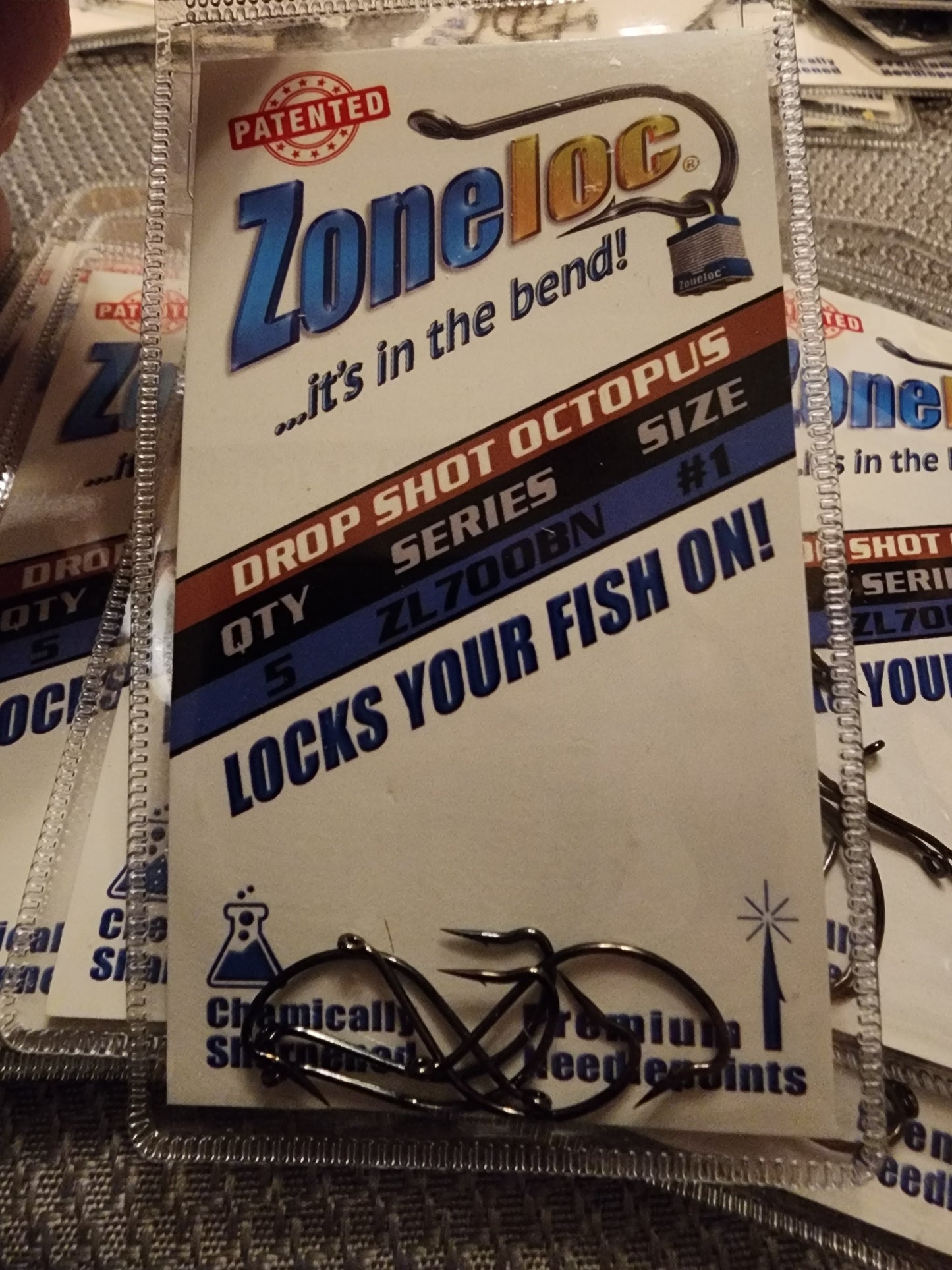 Zoneloc size #1 drop shot octopus hooks